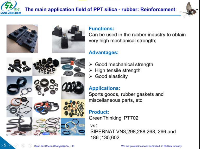 The main application field of PPT silica - rubber: Reinforcement