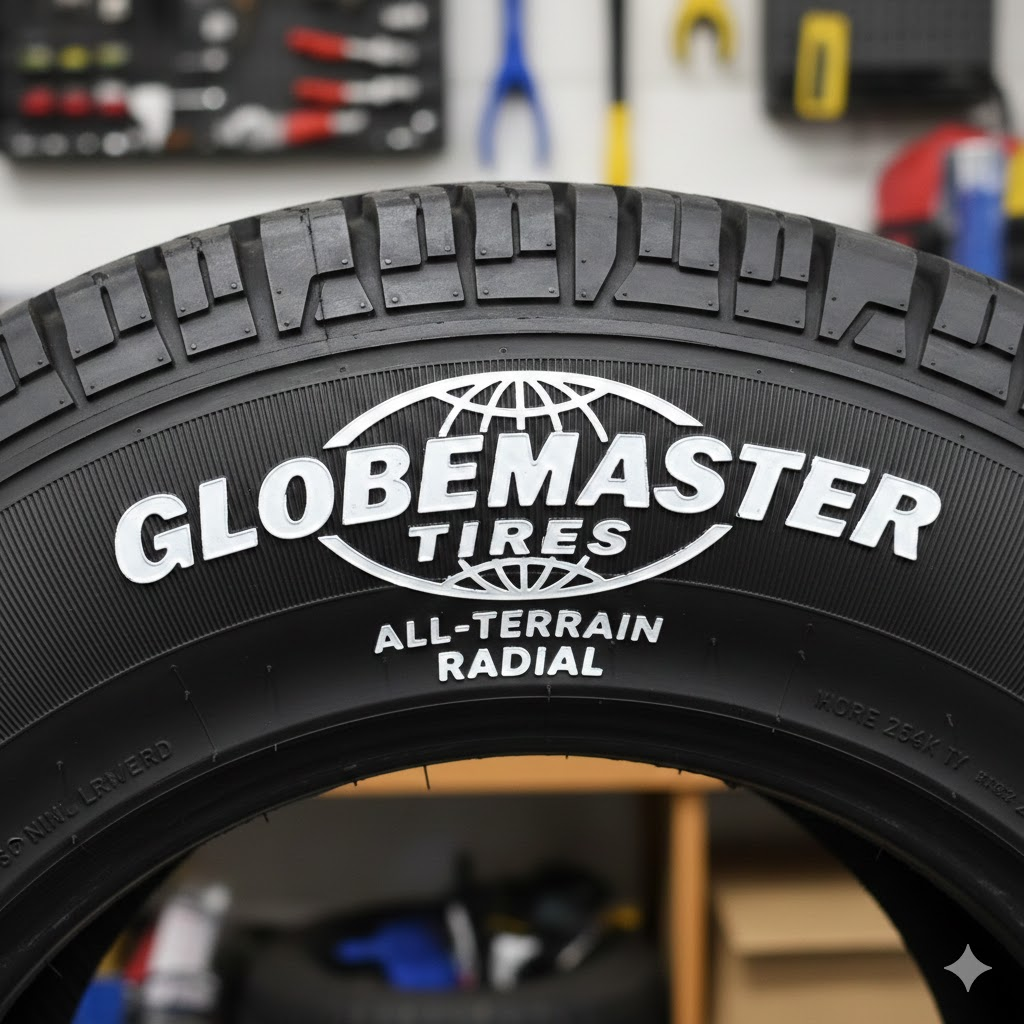 Tire sidewall with white branding using Color Rubber NC55 – high durability natural rubber compound for UV resistance and color stability